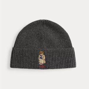NWT Polo Ralph Lauren Polo Bear Gray Rib-knit Beanie O/S